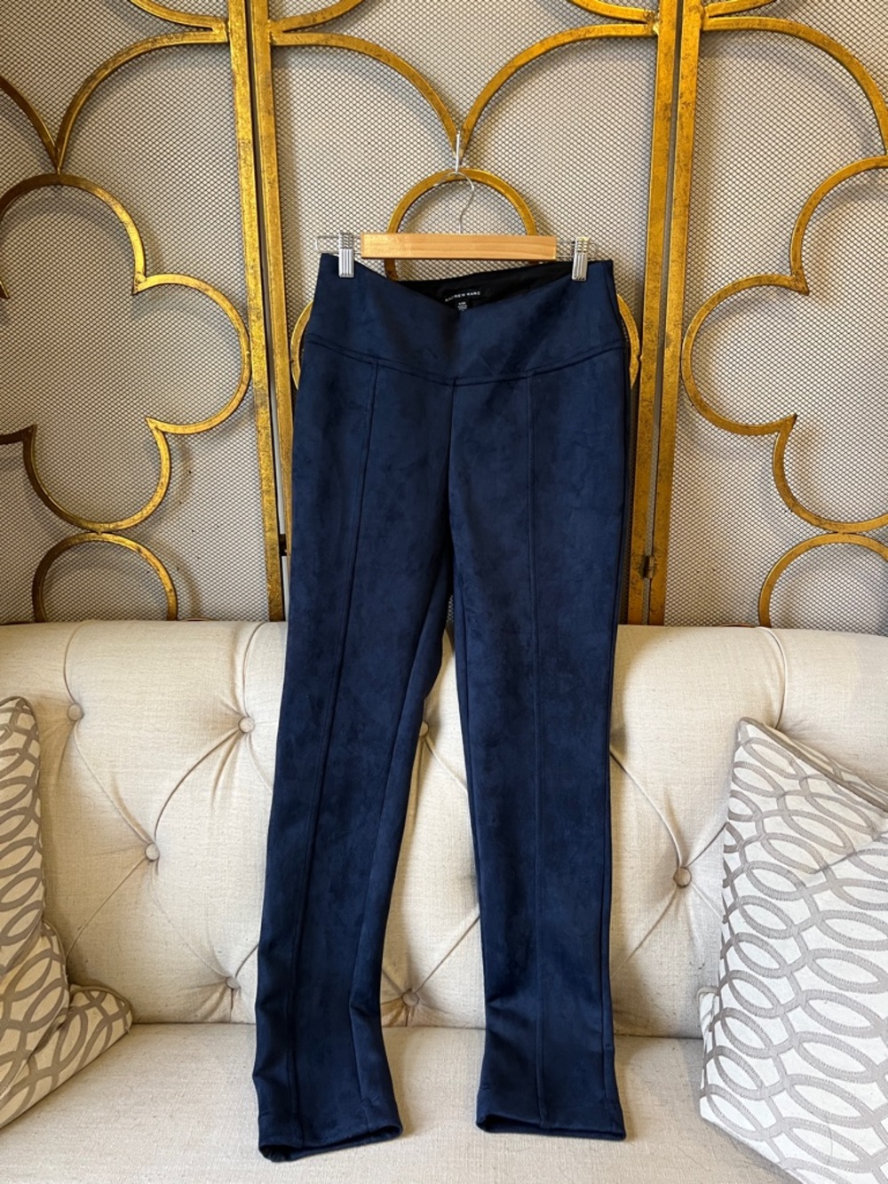 Andrew Marc Navy Straight-Leg Ponte Pull-On Pants